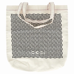 Isabel Marant Printed Canvas Tote in White Cotton