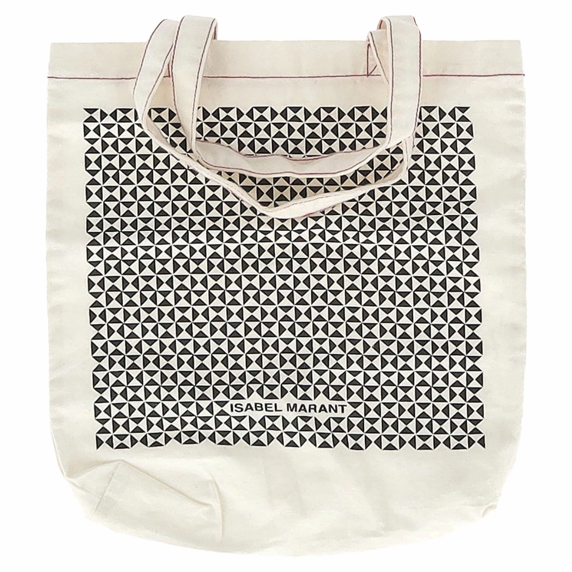 Isabel Marant Printed Canvas Tote in White Cotton