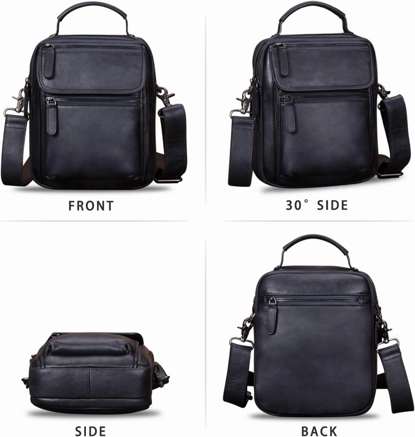 IVTG Genuine Leather Messenger Bag for Men Sling Purse Crossbody Shoulder Bags Satchel for Work Business Handbags