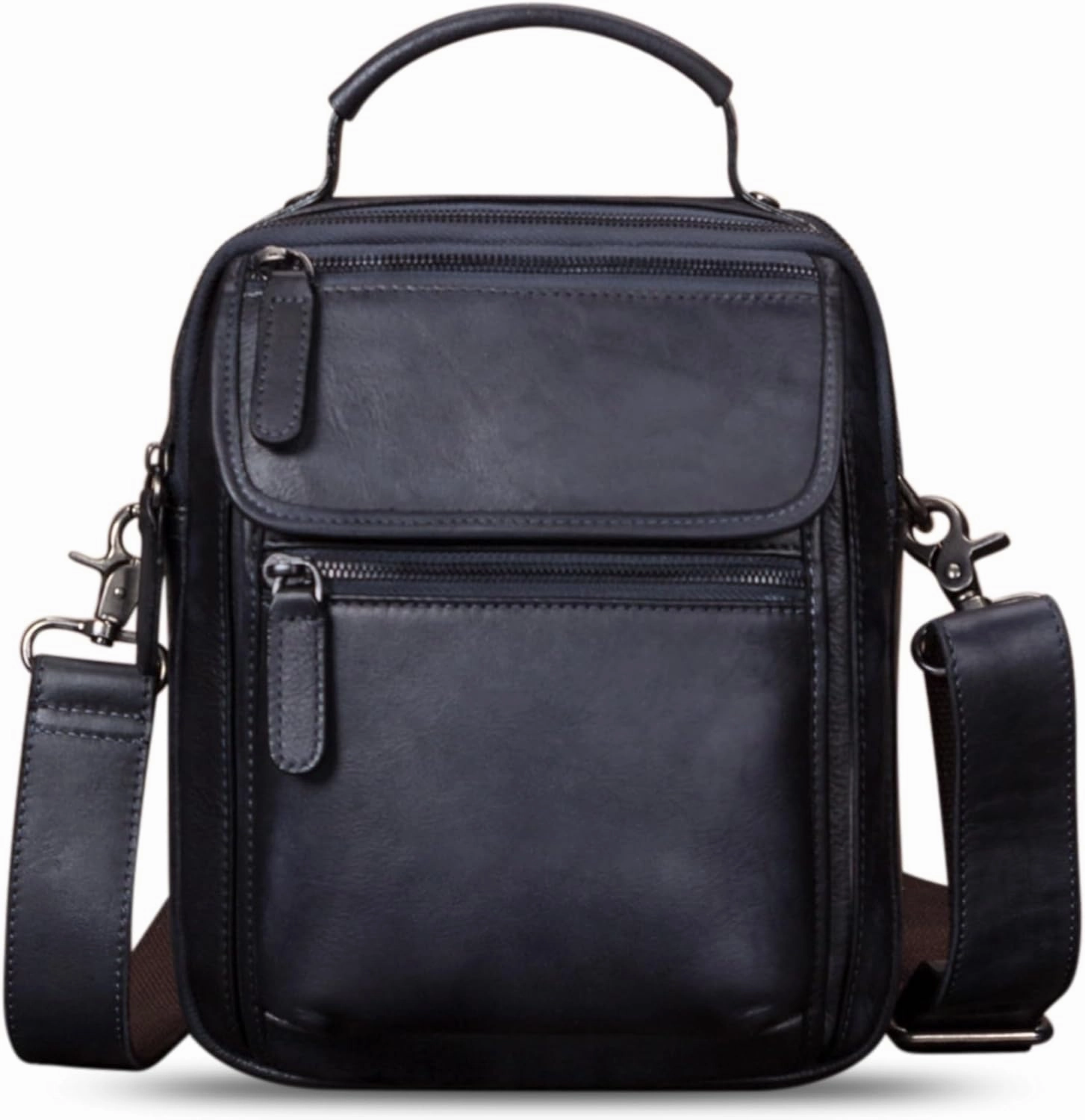 IVTG Genuine Leather Messenger Bag for Men Sling Purse Crossbody Shoulder Bags Satchel for Work Business Handbags