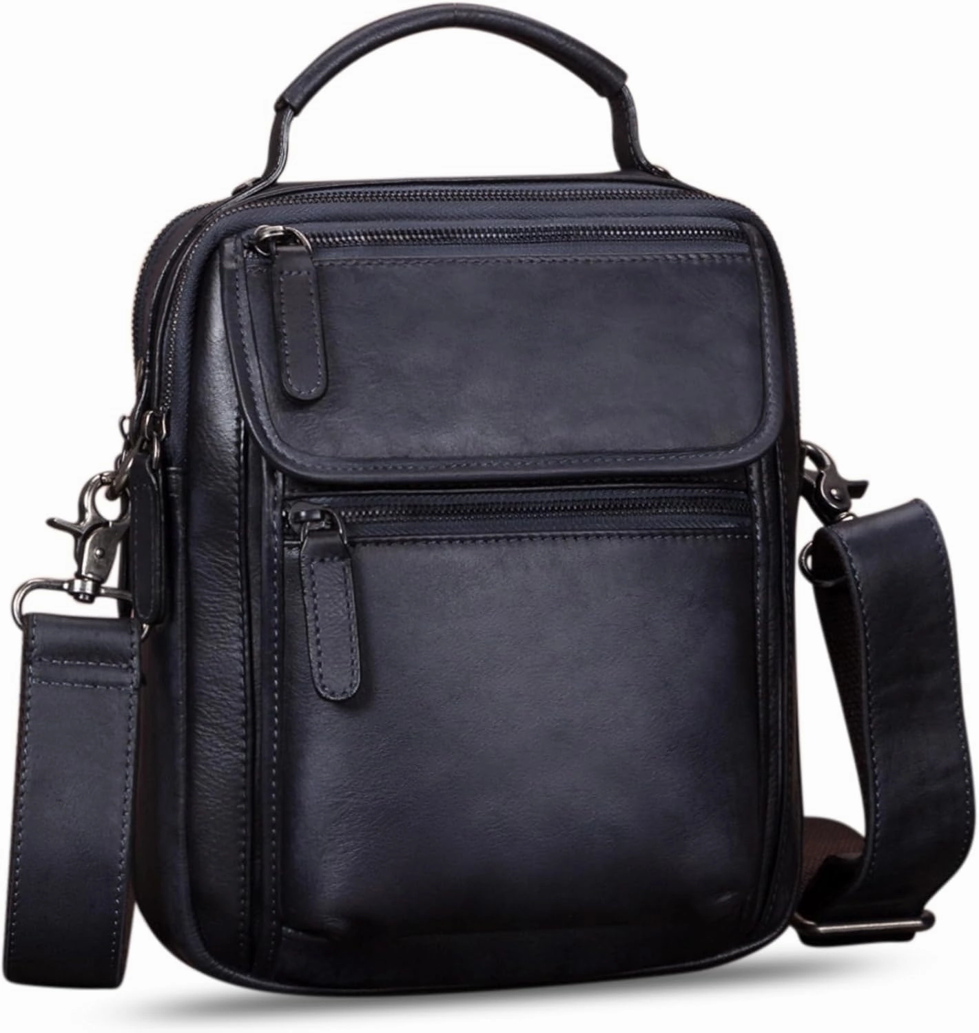 IVTG Genuine Leather Messenger Bag for Men Sling Purse Crossbody Shoulder Bags Satchel for Work Business Handbags