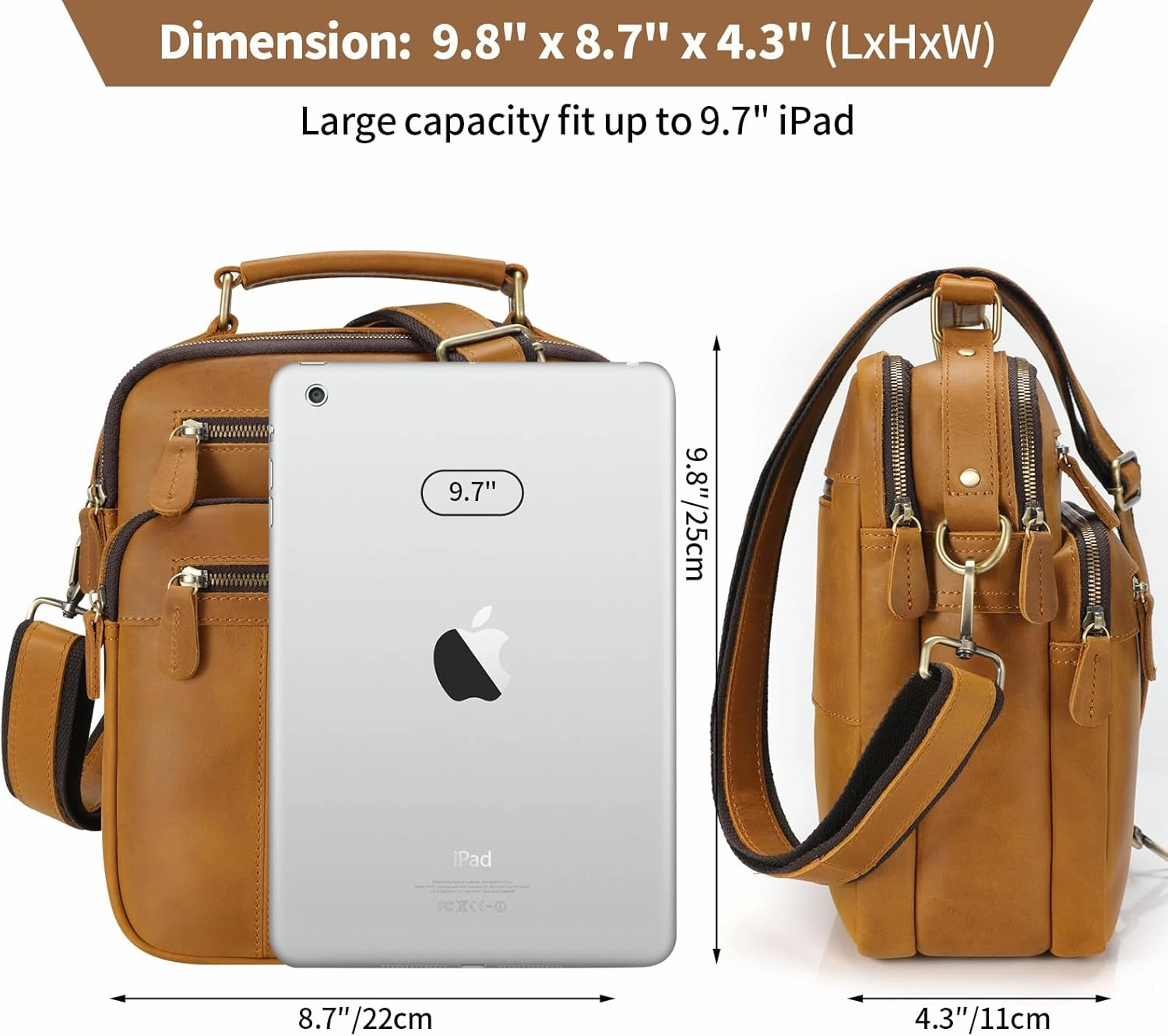 Jack&Chris Leather Man Purse Shoulder Bag,Small Mens Crossbody Messenger Bags for Work,Men Satchel Handbag