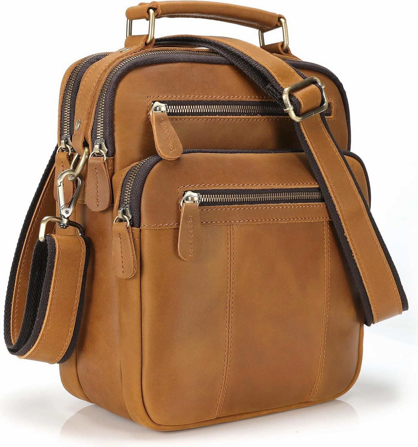 Jack&Chris Leather Man Purse Shoulder Bag,Small Mens Crossbody Messenger Bags for Work,Men Satchel Handbag