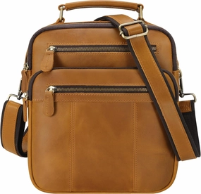 Jack&Chris Leather Man Purse Shoulder Bag,Small Mens Crossbody Messenger Bags for Work,Men Satchel Handbag