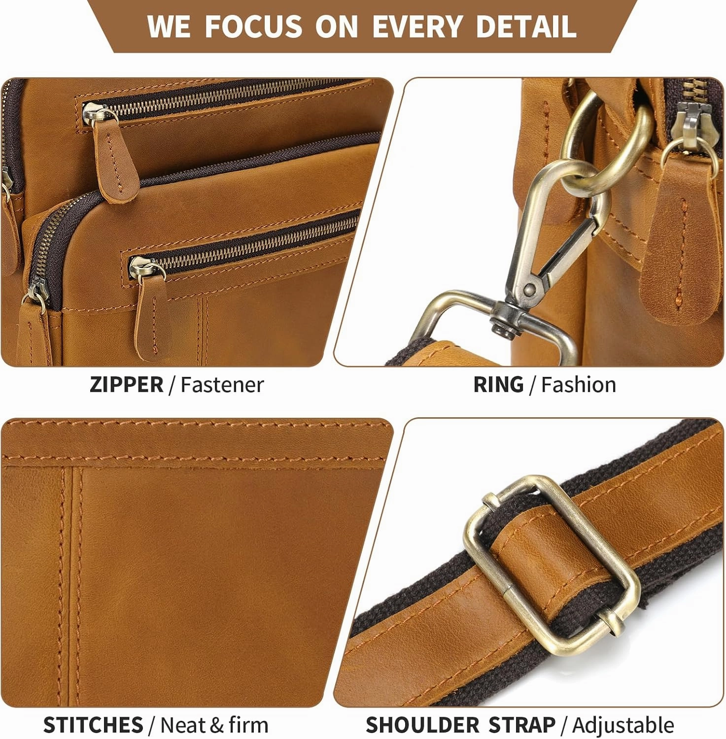 Jack&Chris Leather Man Purse Shoulder Bag,Small Mens Crossbody Messenger Bags for Work,Men Satchel Handbag