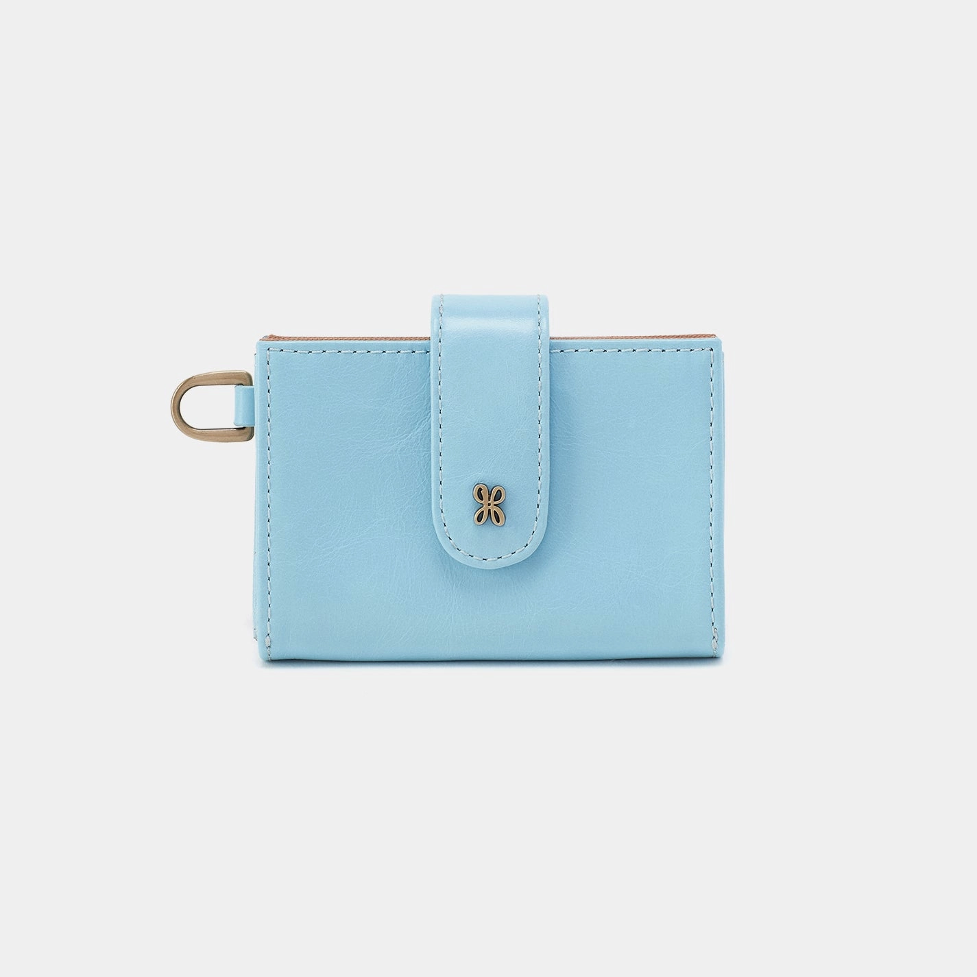 Jean Accordian Card Case In Polished Leather - Stratosphere