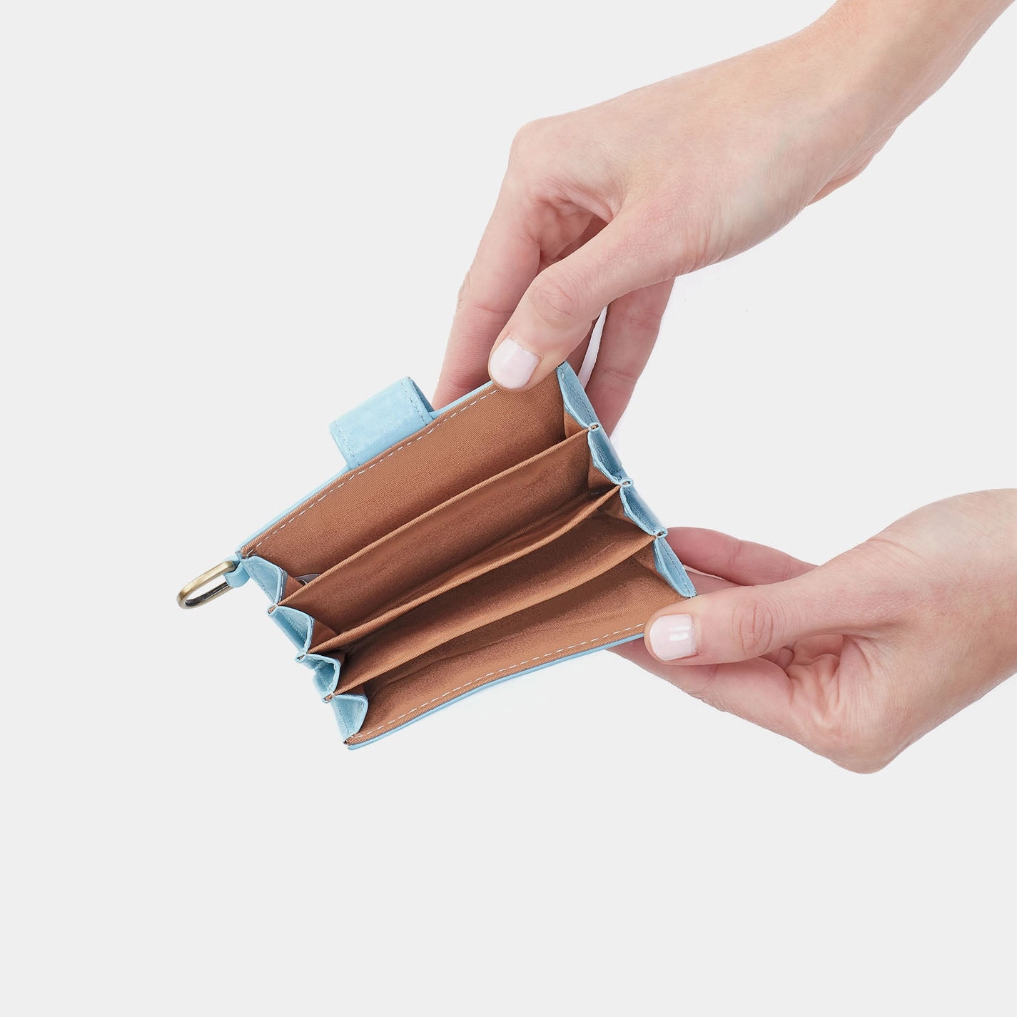 Jean Accordian Card Case In Polished Leather - Stratosphere