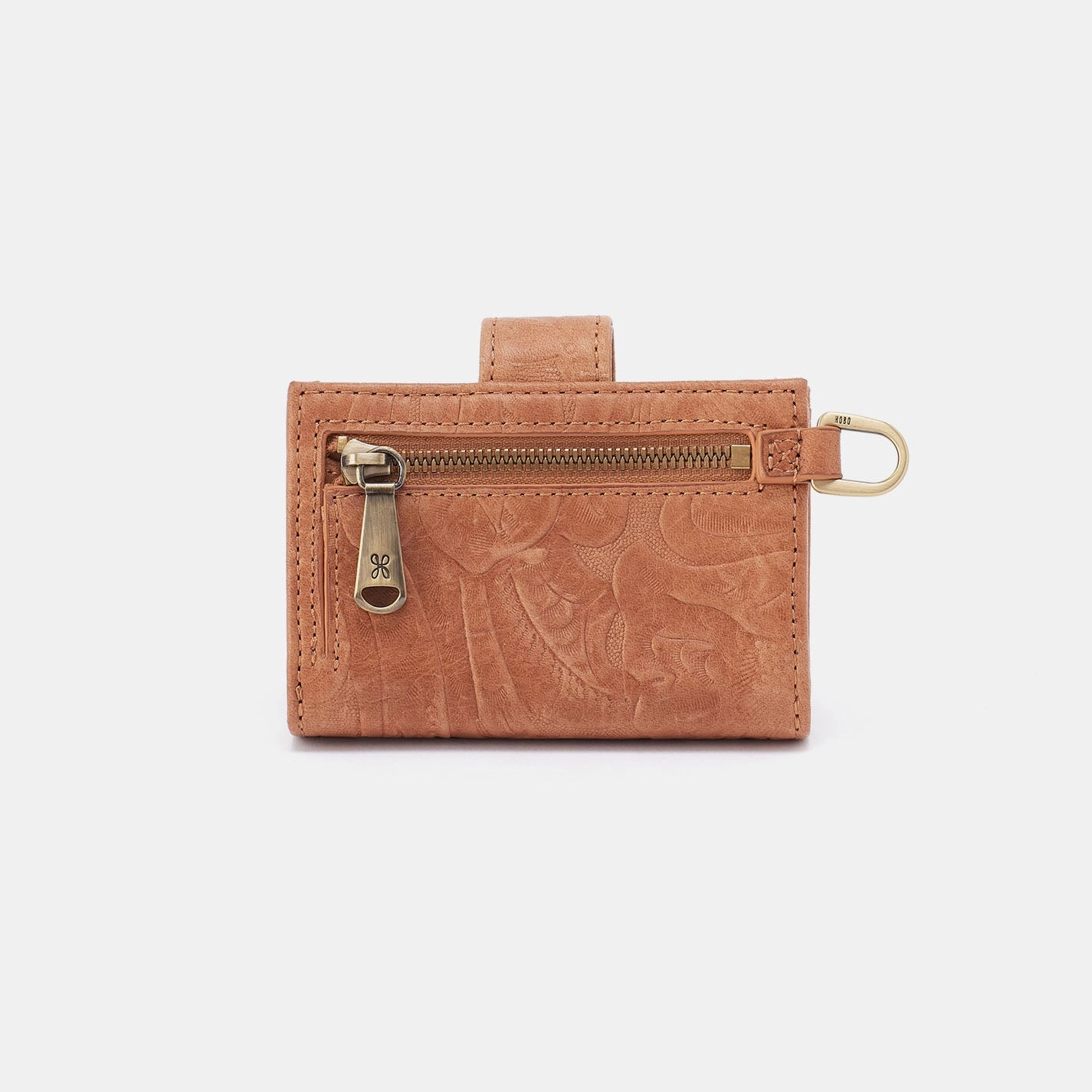 Jean Accordian Card Case In Tooled Embossed Leather - Saddle Tooled Emboss