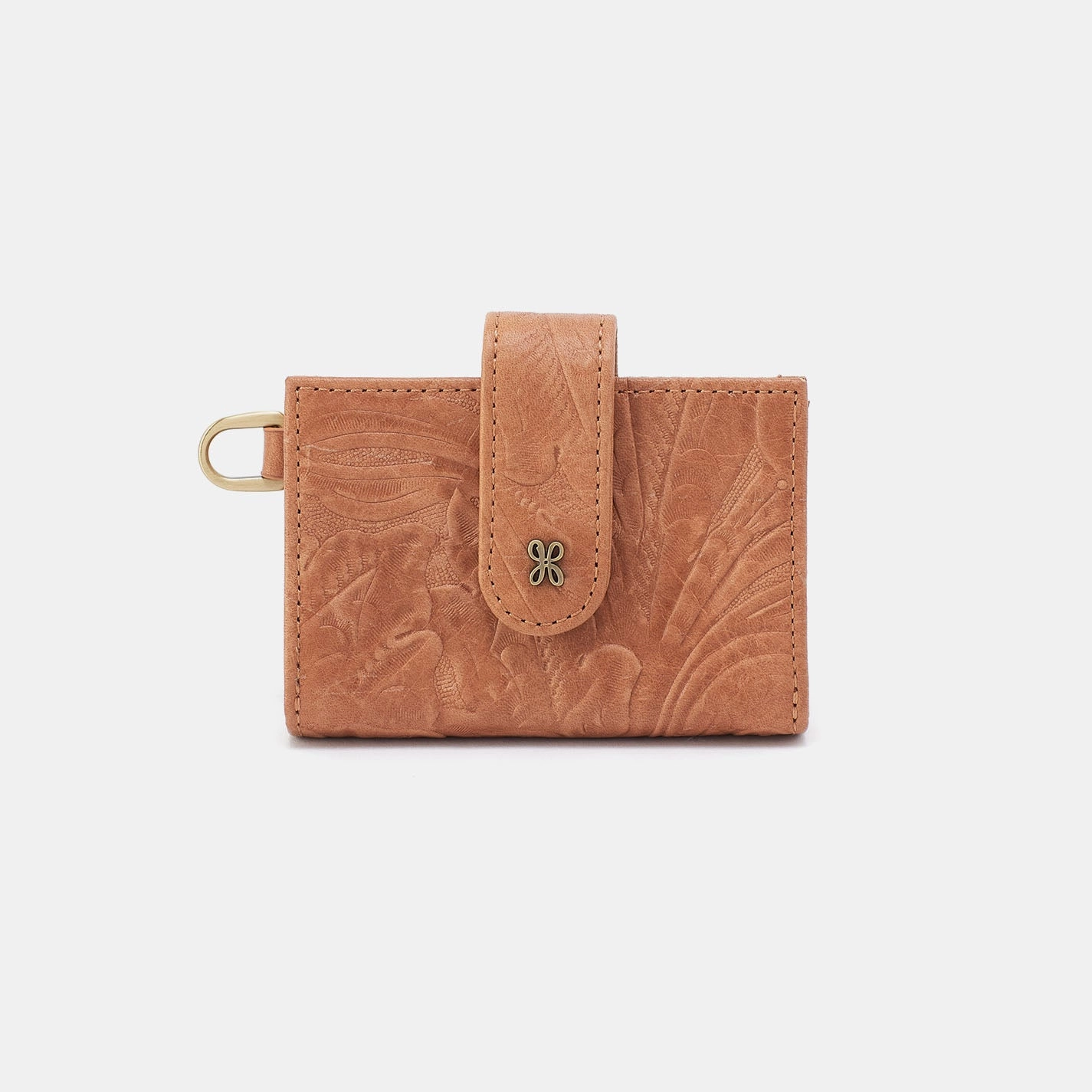 Jean Accordian Card Case In Tooled Embossed Leather - Saddle Tooled Emboss