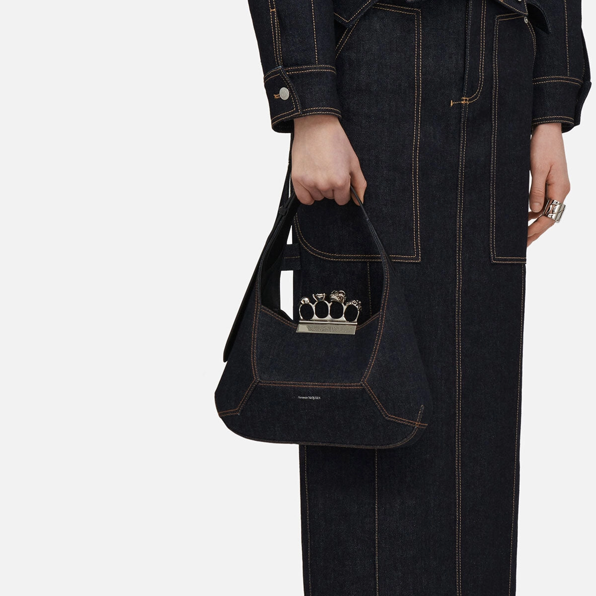 Jewelled Hobo Bag, Denim
