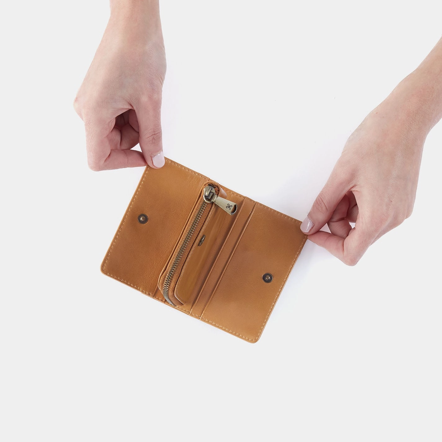 Jill Card Case In Polished Leather - Natural