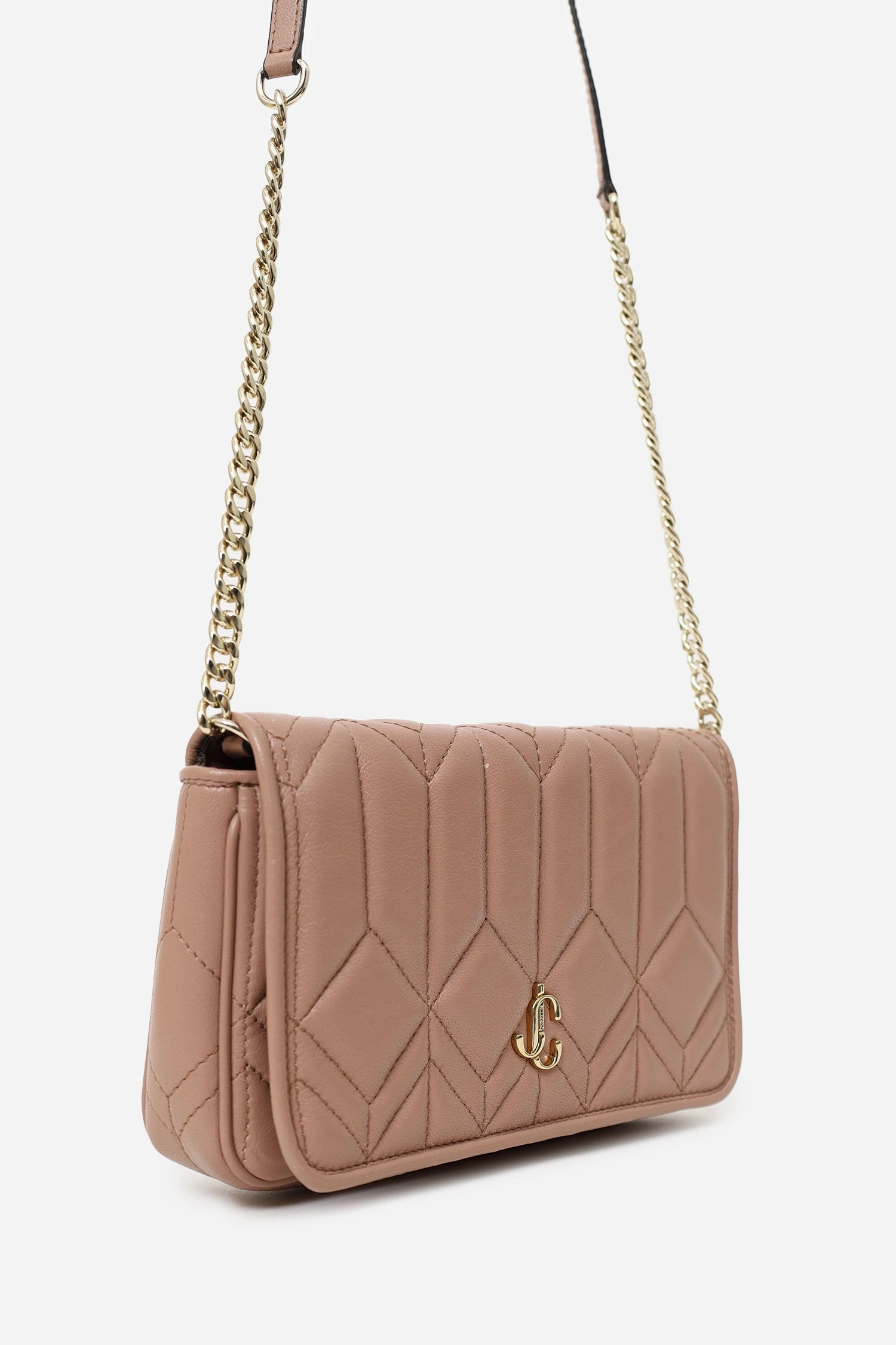 Jimmy Choo Beige Nappa Leather JC Wallet On Chain