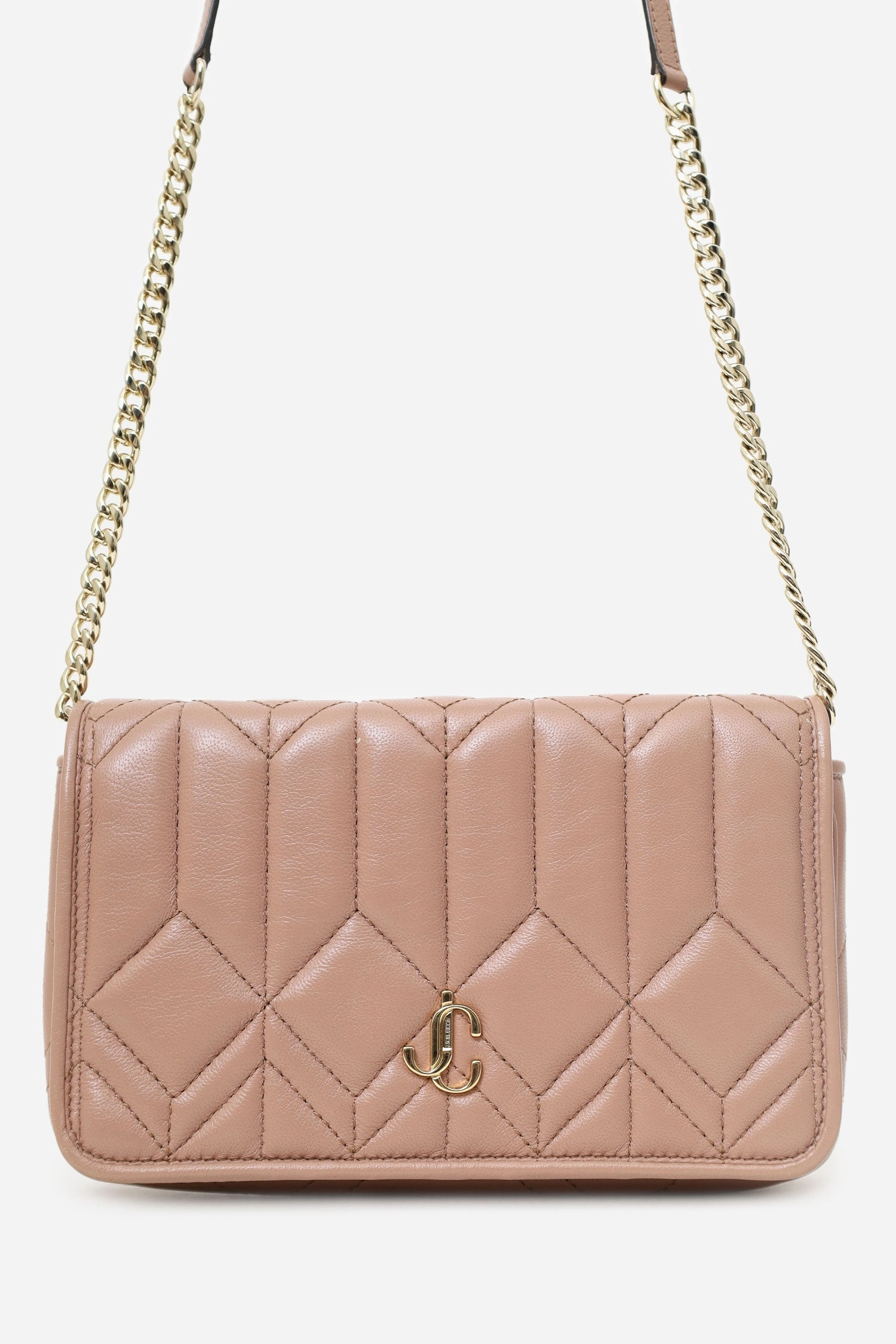 Jimmy Choo Beige Nappa Leather JC Wallet On Chain