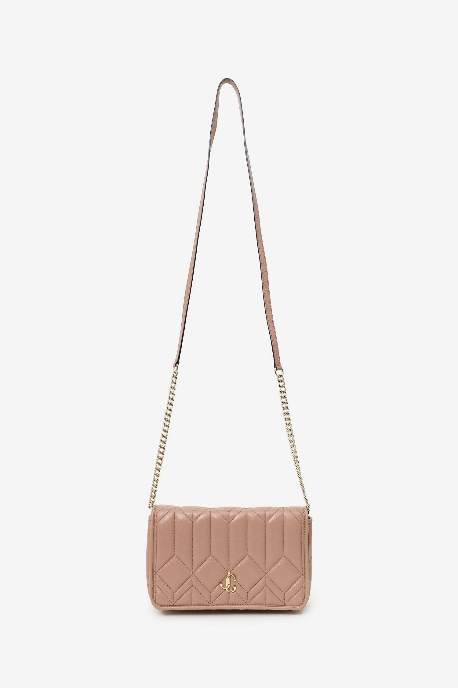 Jimmy Choo Beige Nappa Leather JC Wallet On Chain