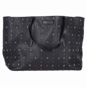 Jimmy Choo Pimlico Star Studded Tote Bag in Black Leather