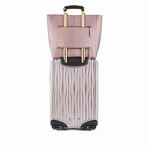Joy Mangano Metallic Set ELite Hardside Luggage and Tote, Platinum