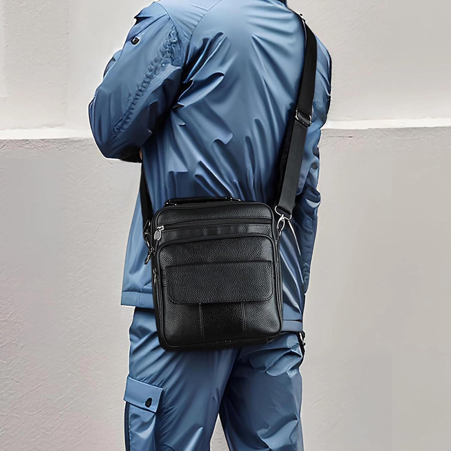 JOYIR Genuine Leather Small Messenger Bag for Men Crossbody Shoulder Purse Casual Sling Bag for Travel Business Work