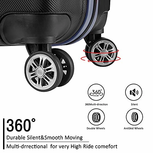 JOYWAY Luggage 3 Piece Set Suitcase Lightweight Hardshell TSA Lock Spinner (black)