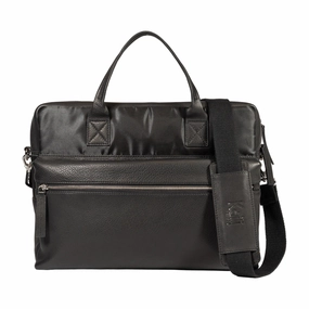 Kaili Leather and Nylon Briefcase Black