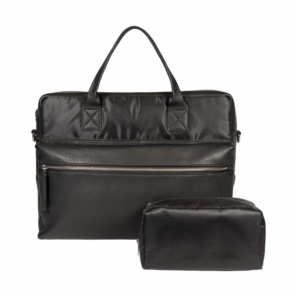 Kaili Leather and Nylon Briefcase Black