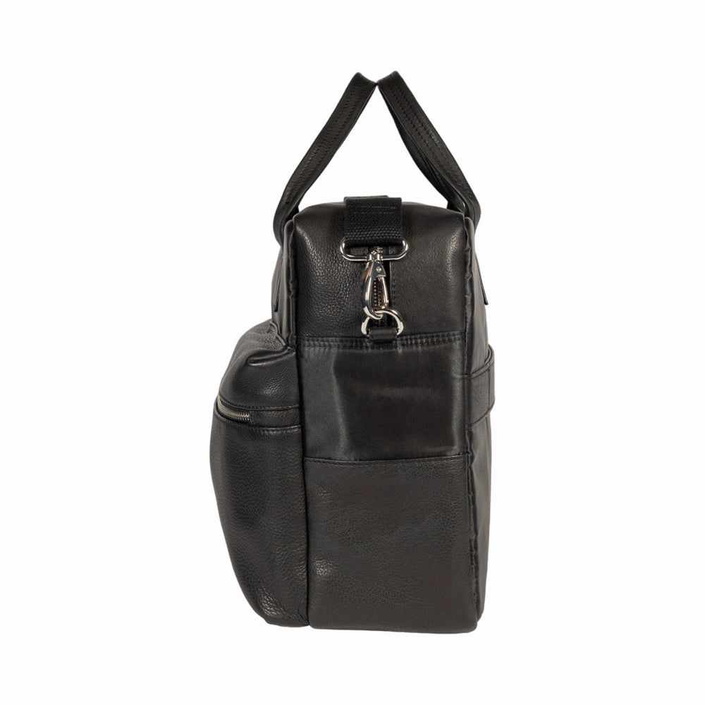 Kaili Leather and Nylon Briefcase Black
