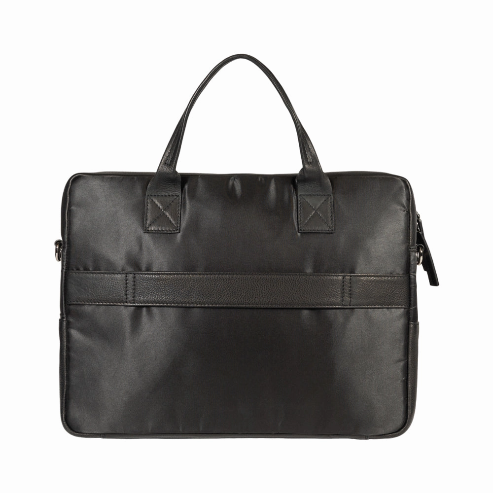 Kaili Leather and Nylon Briefcase Black