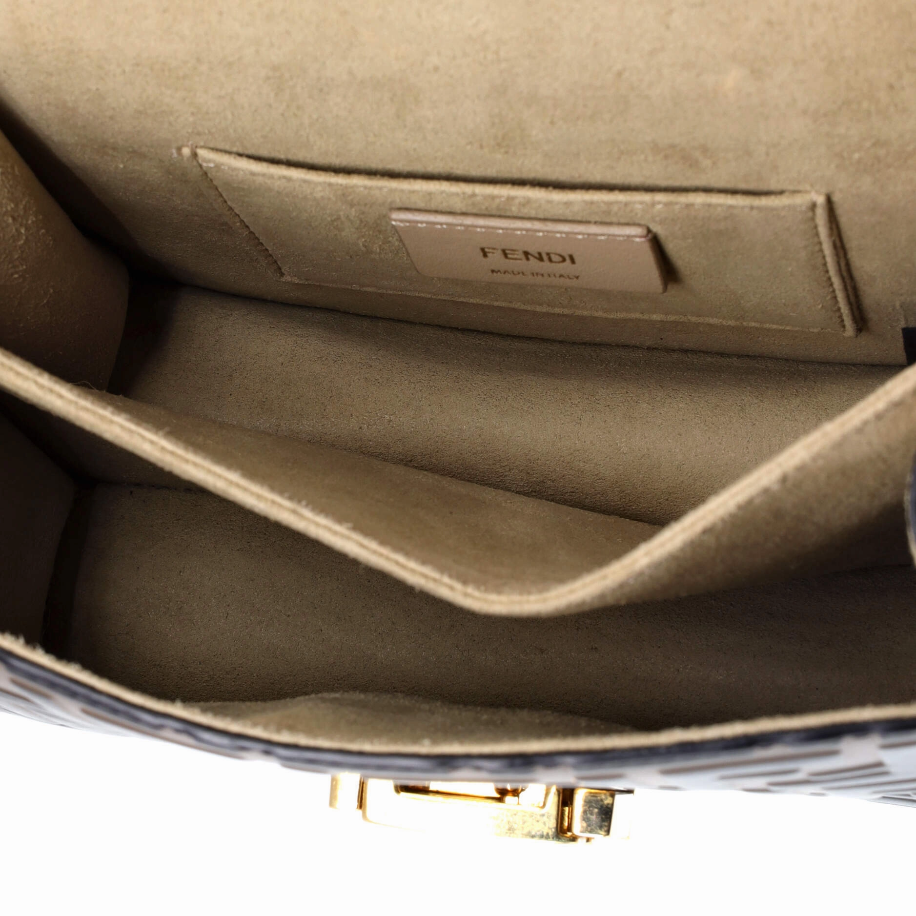 Kan U Shoulder Bag Zucca Embossed Leather Small