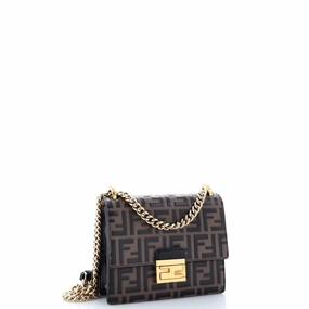 Kan U Shoulder Bag Zucca Embossed Leather Small
