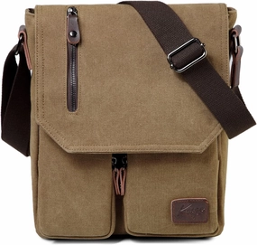 Kasqo Small Messenger Bag for Men, Vintage Canvas Crossbody Shoulder Bags for Women, Anti-Theft Purse for Travel Work