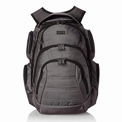 Kenneth Cole Reaction Pack of All Trades 1680d Polyester Double Gusset 17.0 Laptop Backpack, Charcoal