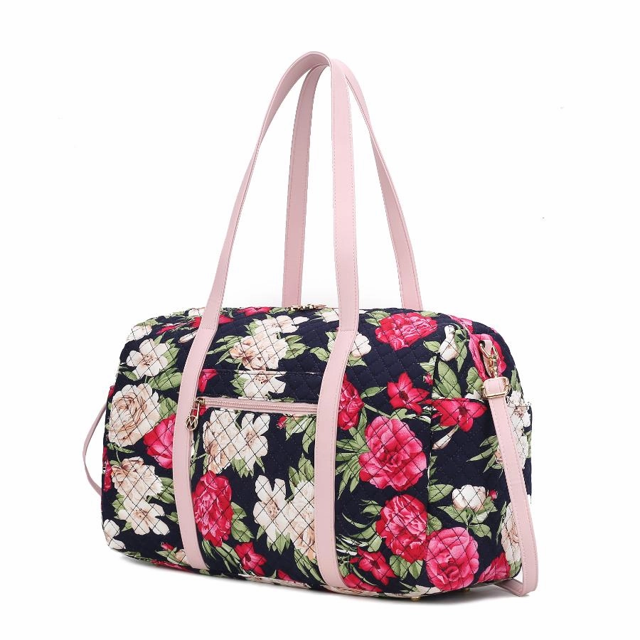 Khelani Quilted Cotton Botanical Pattern Womens Duffle Bag