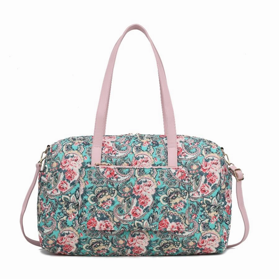Khelani Quilted Cotton Botanical Pattern Womens Duffle Bag