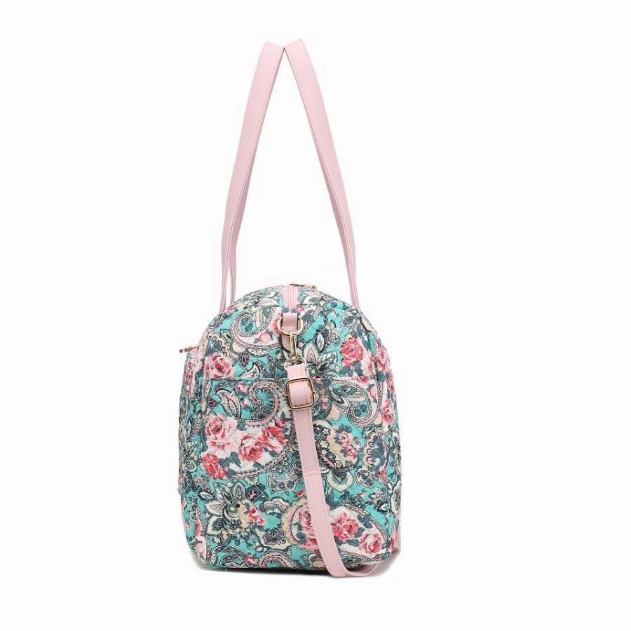 Khelani Quilted Cotton Botanical Pattern Womens Duffle Bag