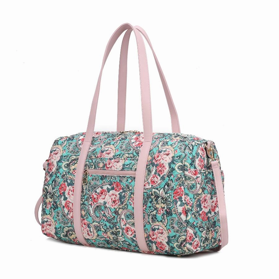 Khelani Quilted Cotton Botanical Pattern Womens Duffle Bag