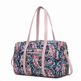 Khelani Quilted Cotton Botanical Pattern Womens Duffle Bag