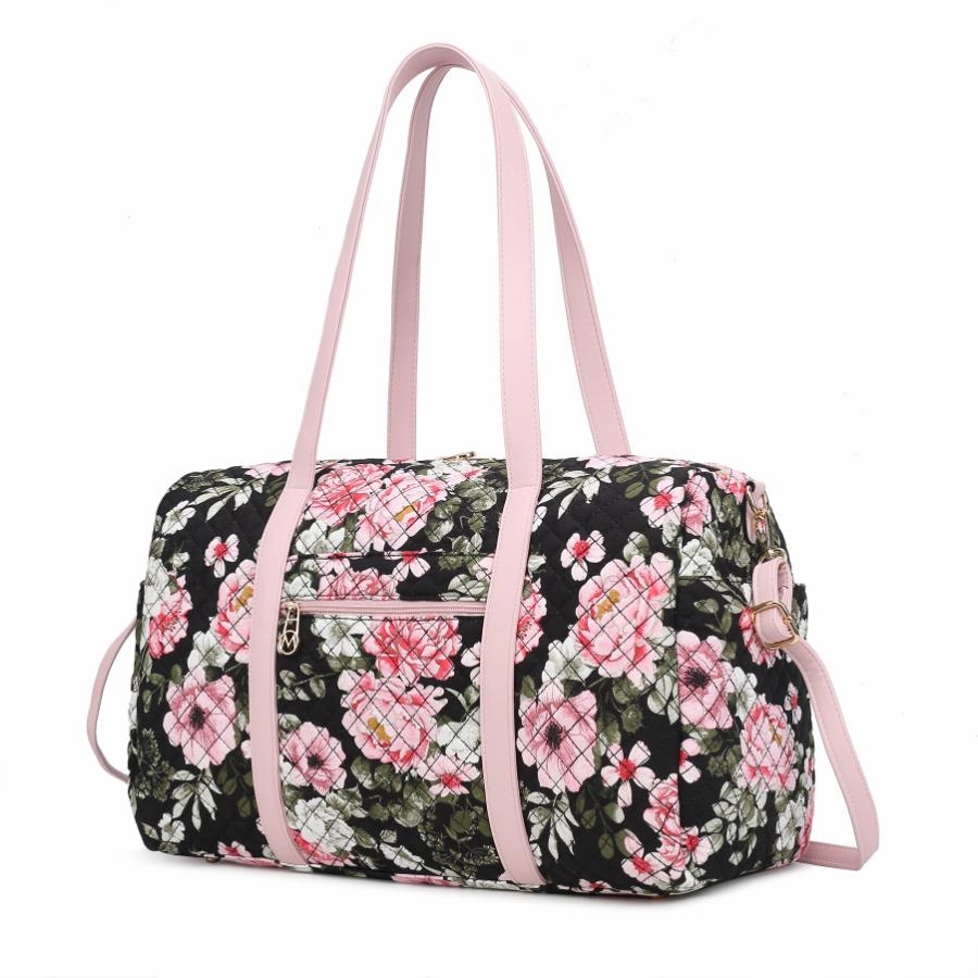 Khelani Quilted Cotton Botanical Pattern Womens Duffle Bag