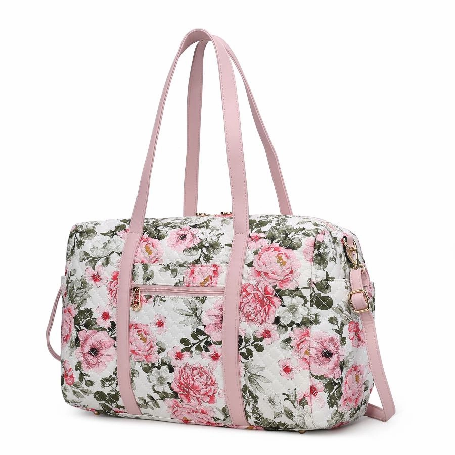 Khelani Quilted Cotton Botanical Pattern Womens Duffle Bag