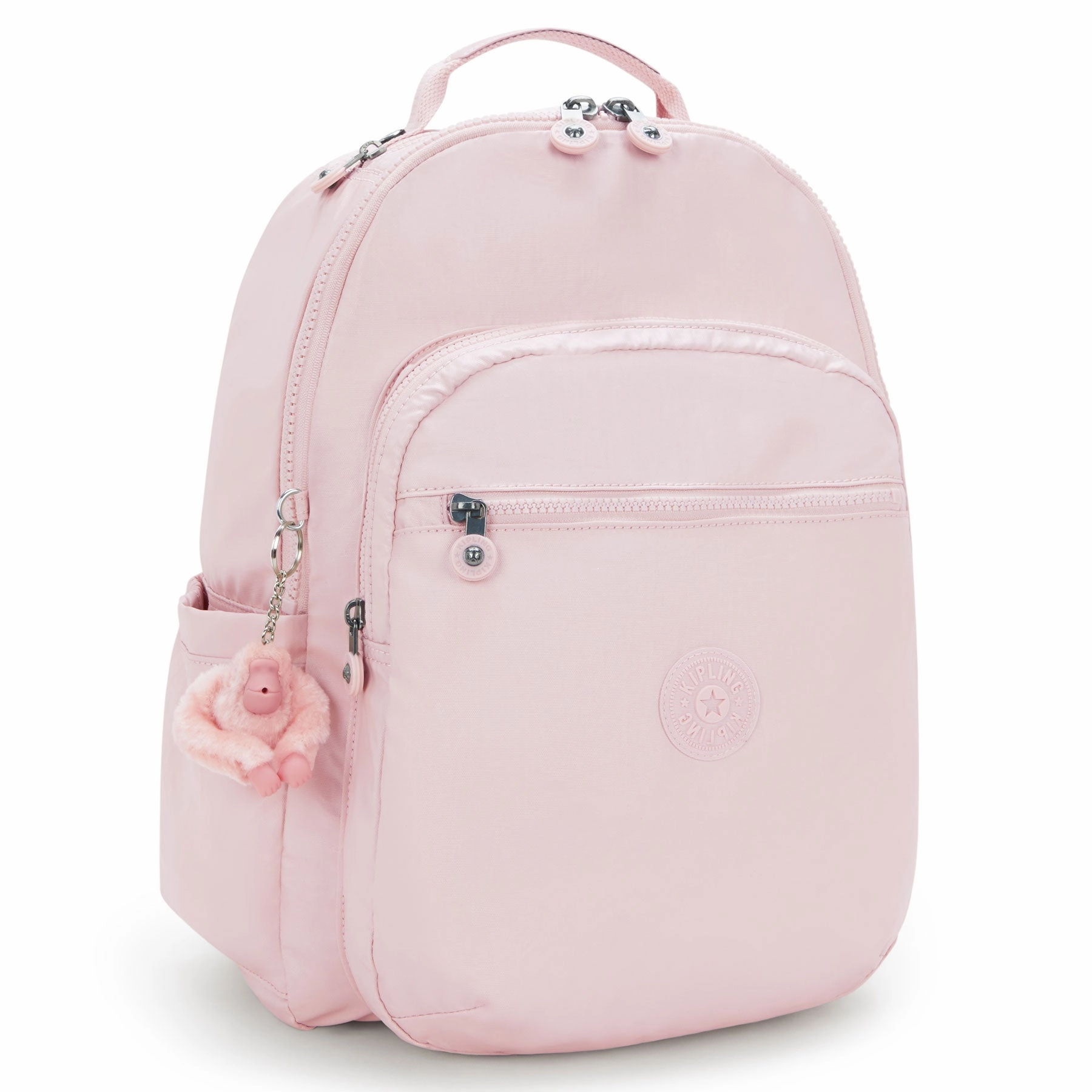 Kipling Seoul Large Metallic Pink Shine 15" Laptop Backpack