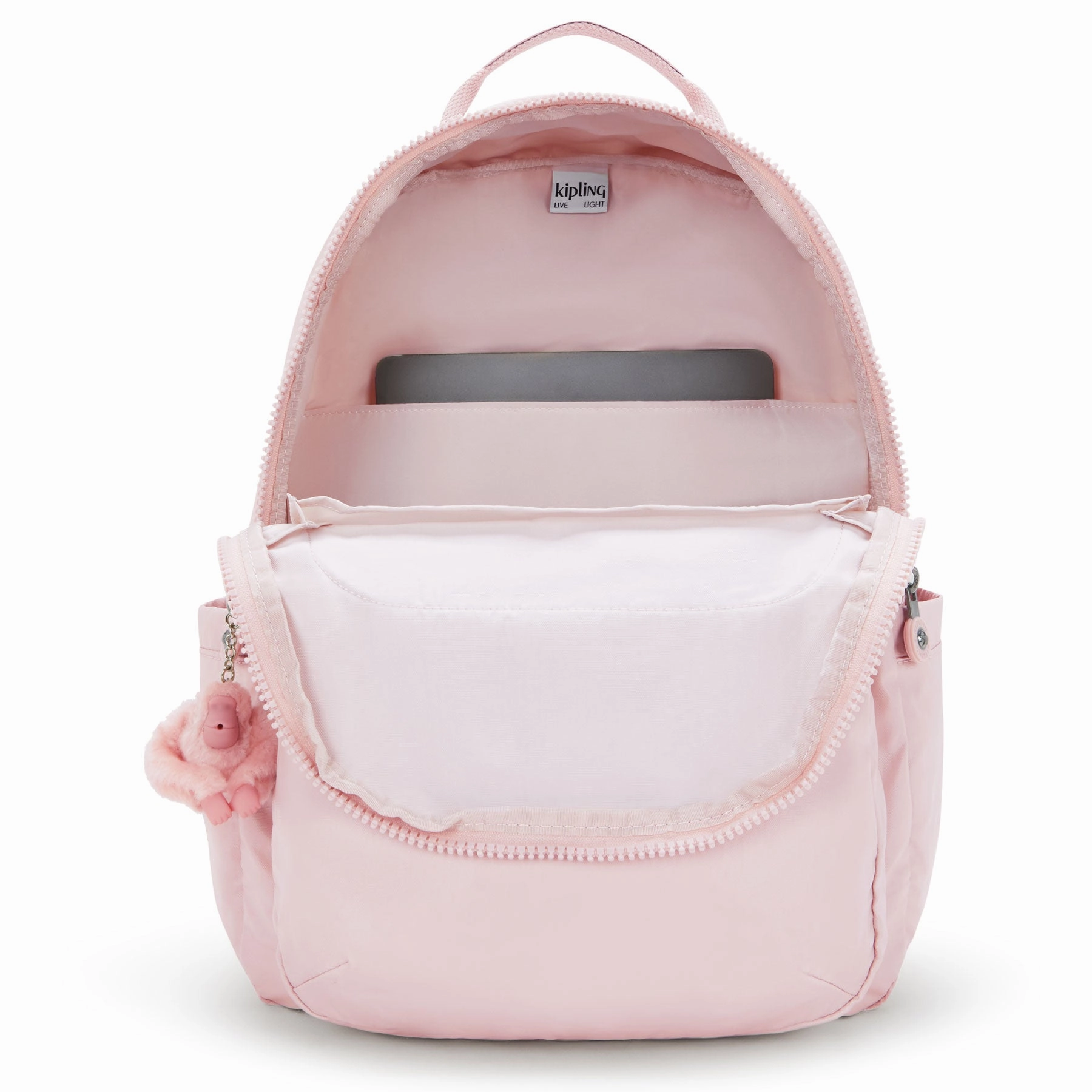 Kipling Seoul Large Metallic Pink Shine 15" Laptop Backpack