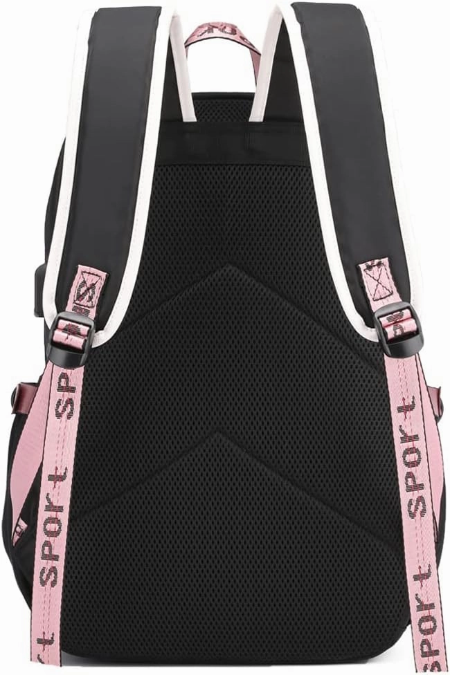 Kpop Backpack Lisa Rose JISOO Jennie Shouler Bag Messenger Bag Fashion USB Charging Backpack (pink 2)