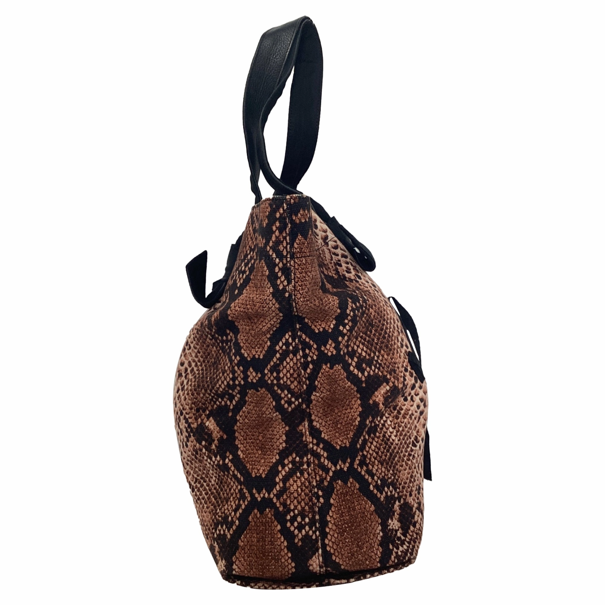 Lanvin Snakeskin Logo Tote Bag in Brown Canvas