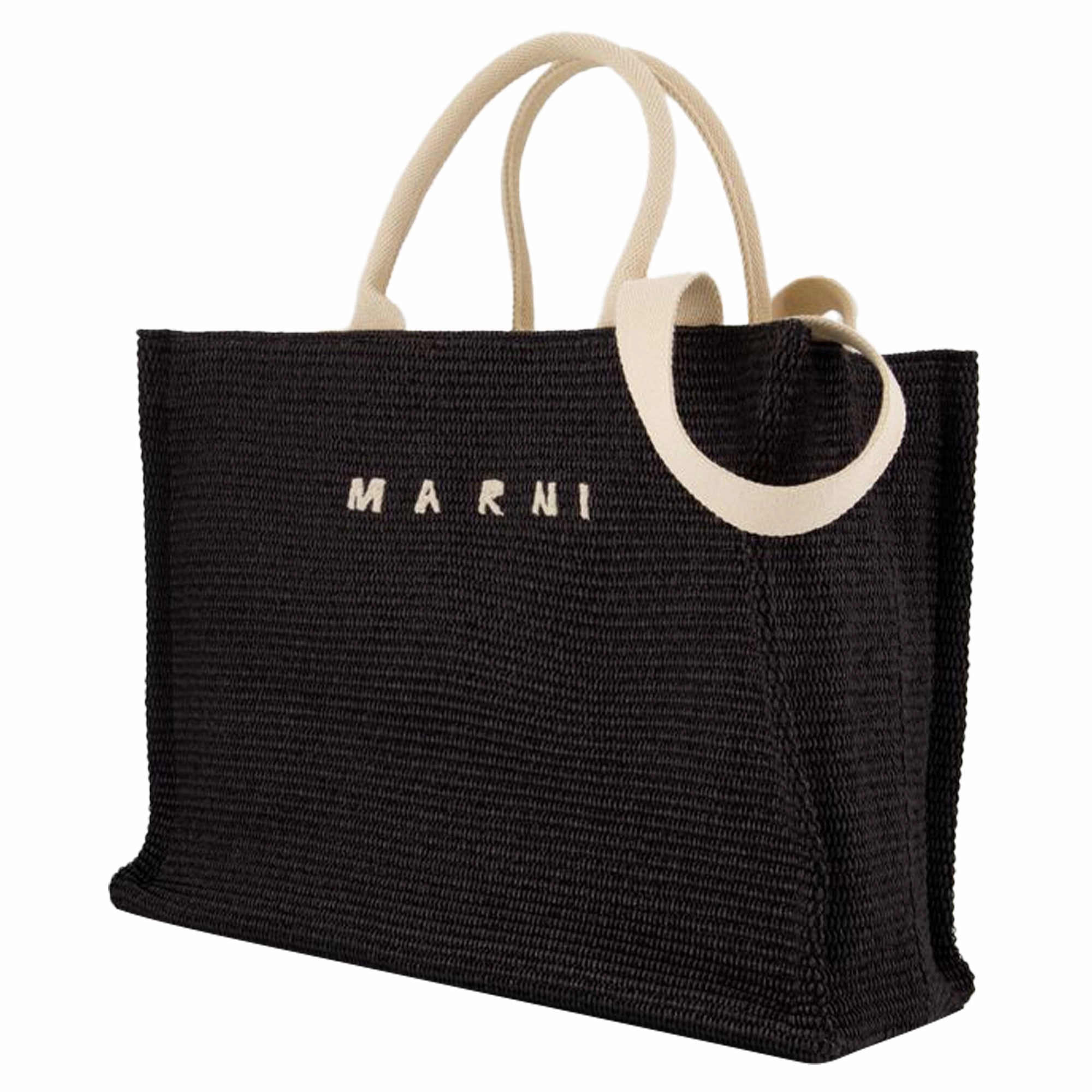 Large Shopper Bag - Marni - Cotton - Black