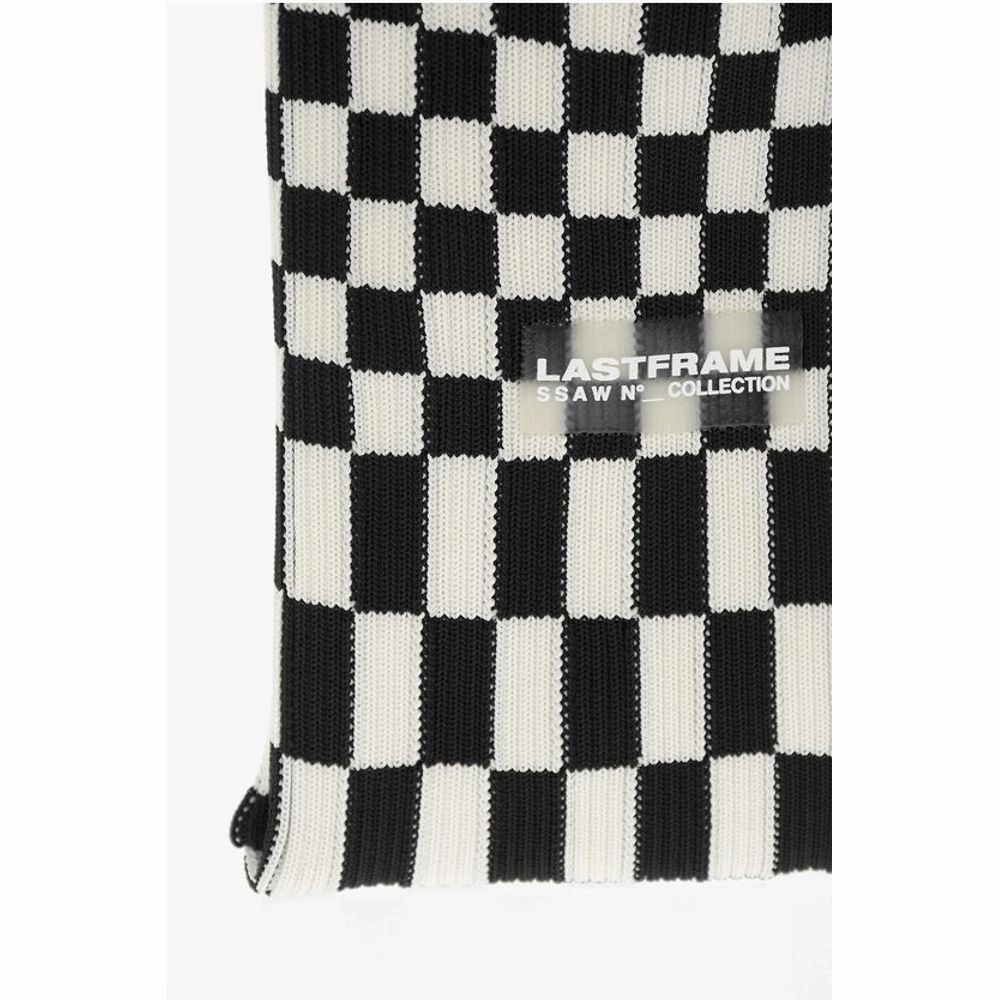Last Frame Checked Knitted Tote Bag with Faux Leather Shoulder Strap