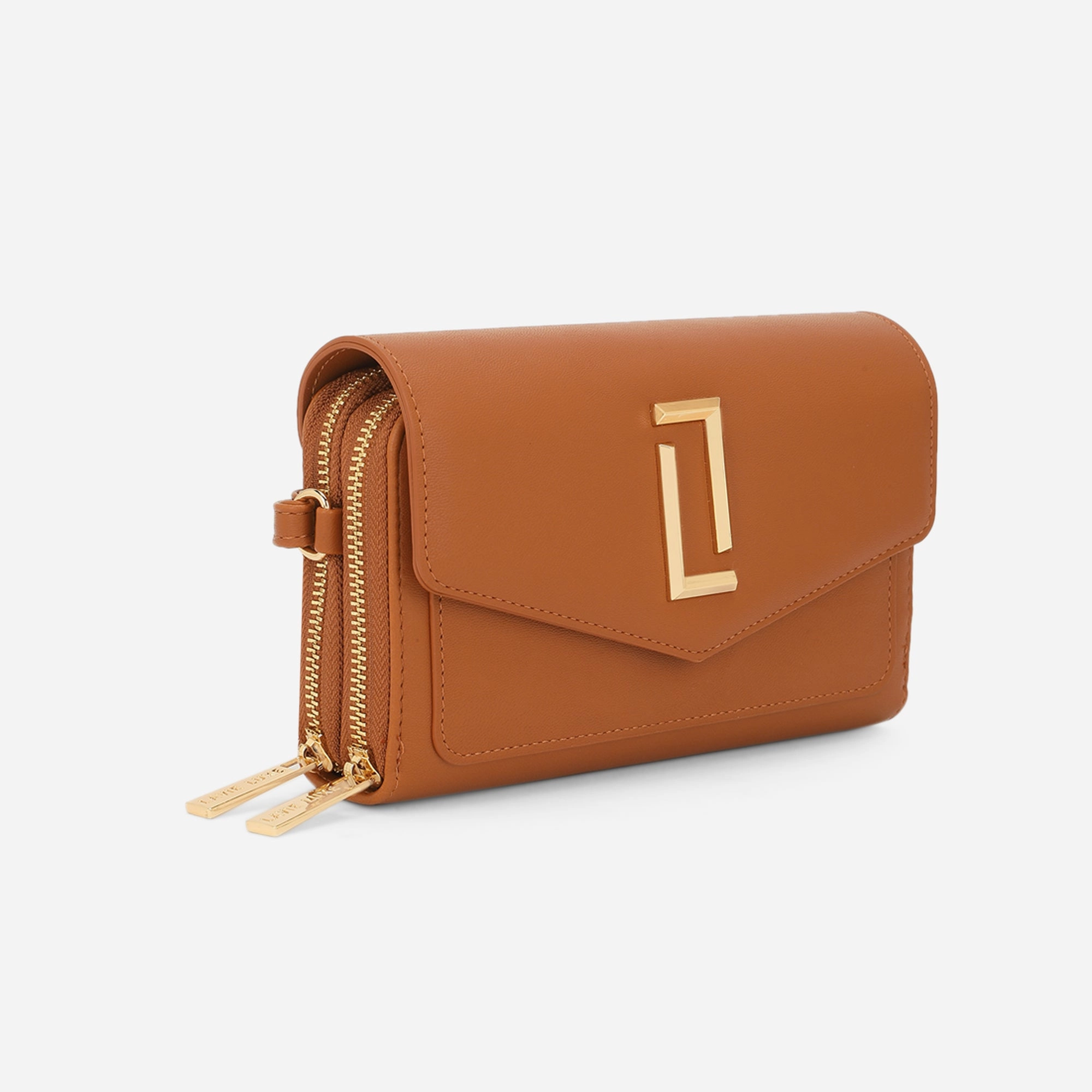 Lavie Luxe Sally24 Tan Large Women's horizontal 2 zip wallet