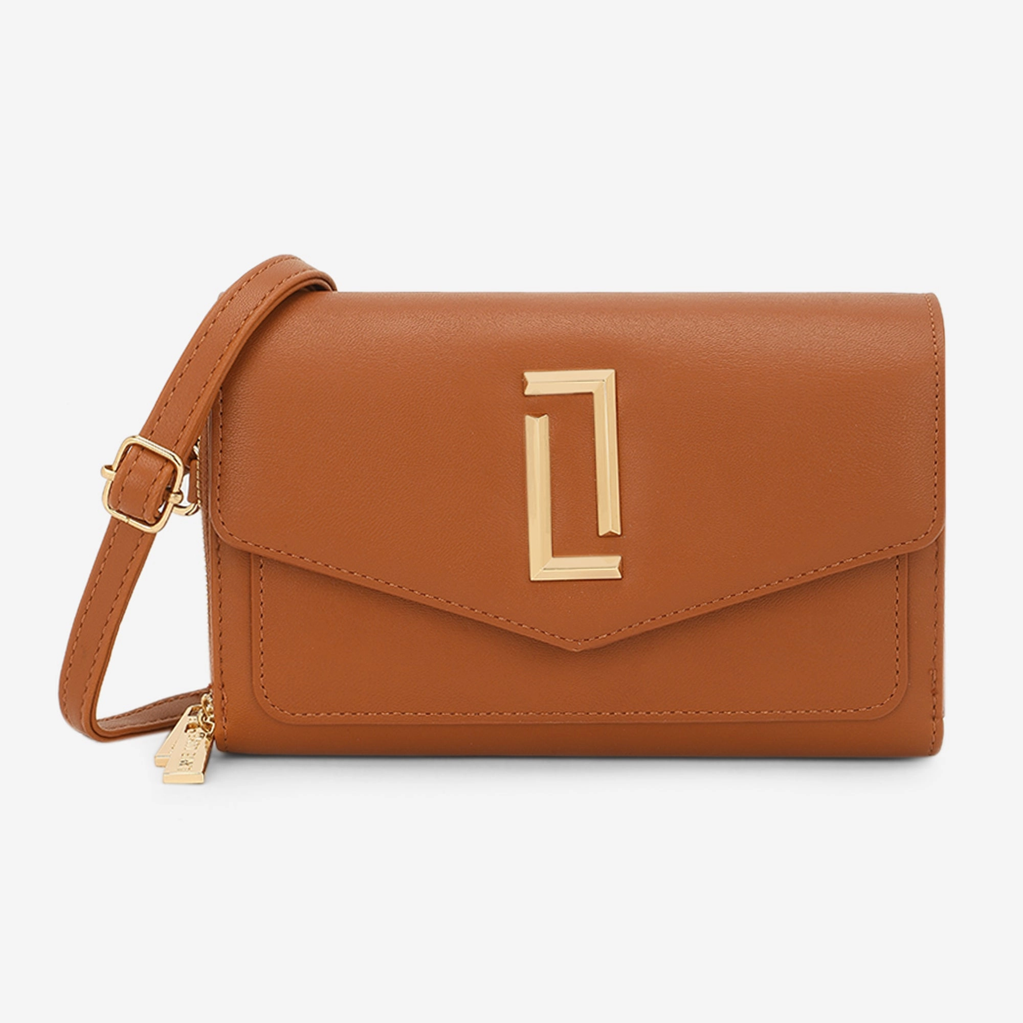 Lavie Luxe Sally24 Tan Large Women's horizontal 2 zip wallet