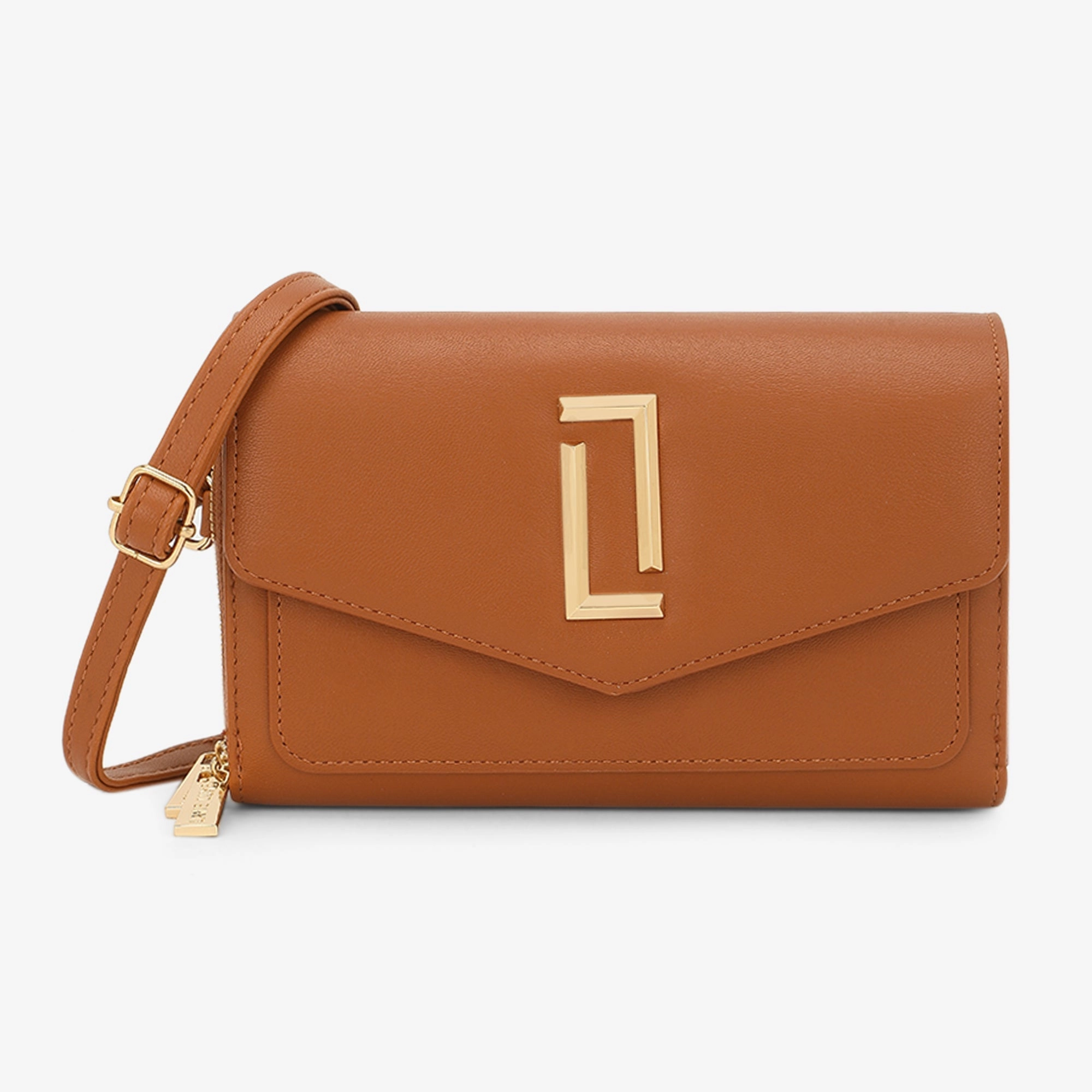 Lavie Luxe Sally24 Tan Large Women's horizontal 2 zip wallet