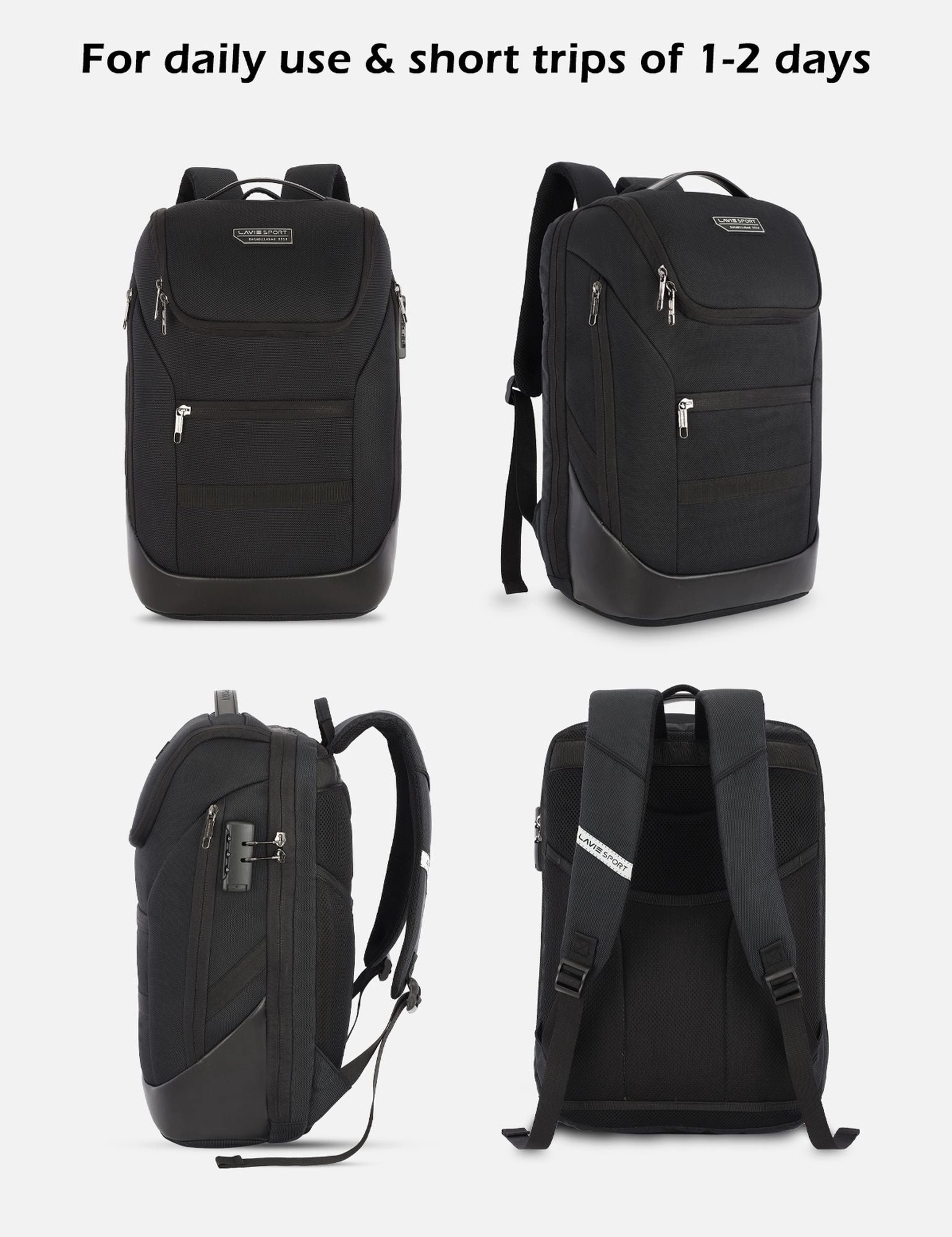 Lavie Sport Emperor 24L Anti-theft Laptop Backpack For Boys & Girls- Black & Choco Colour