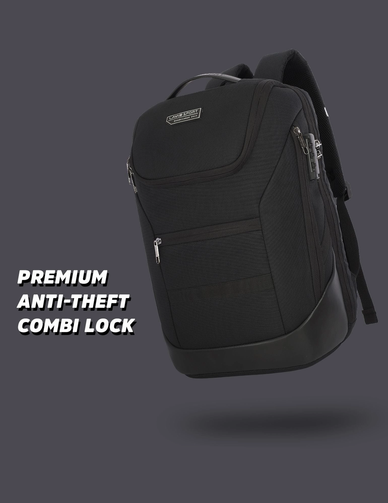 Lavie Sport Emperor 24L Anti-theft Laptop Backpack For Boys & Girls- Black & Choco Colour