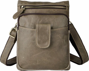 Le'aokuu Men Genuine Leather Messenger Bag Outdoor Fanny Waist Bag Pack Bum Pouch (6549 Grey 1)