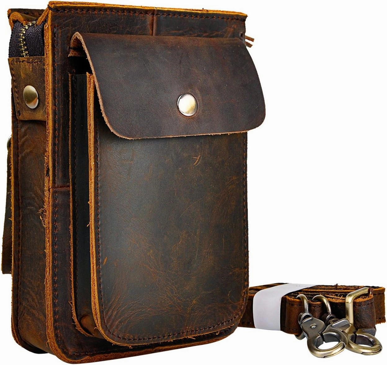 Le'aokuu Mens Genuine Leather Fanny Messenger Shoulder Satchel Waist Bag Pack